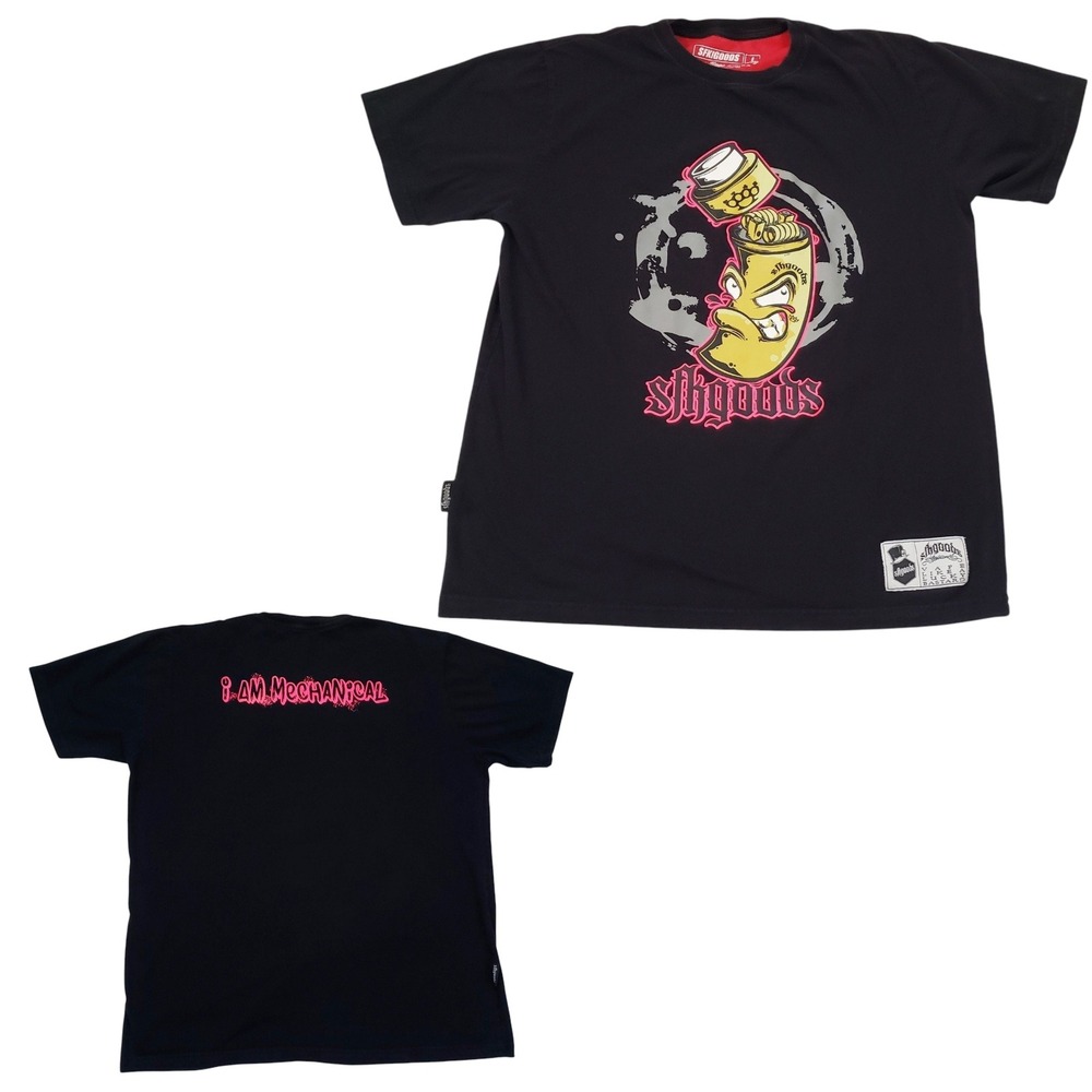 Skgoods Graphic T Shirt Mechanical Can Streetwear JDM Black Short Sleeve Adult L